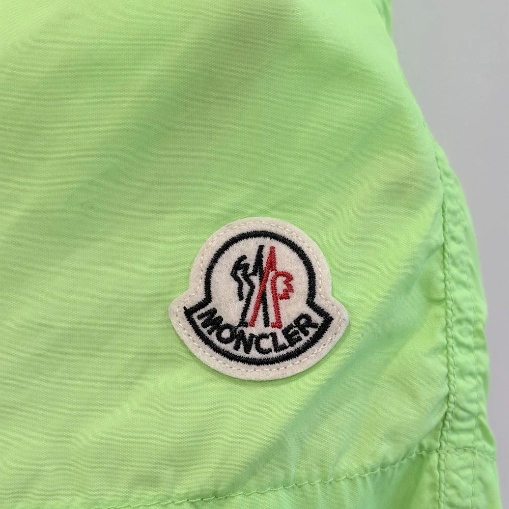 Moncler Boxer Mare Swim Shorts Neon Green Logo Patch Mesh Lined XXL